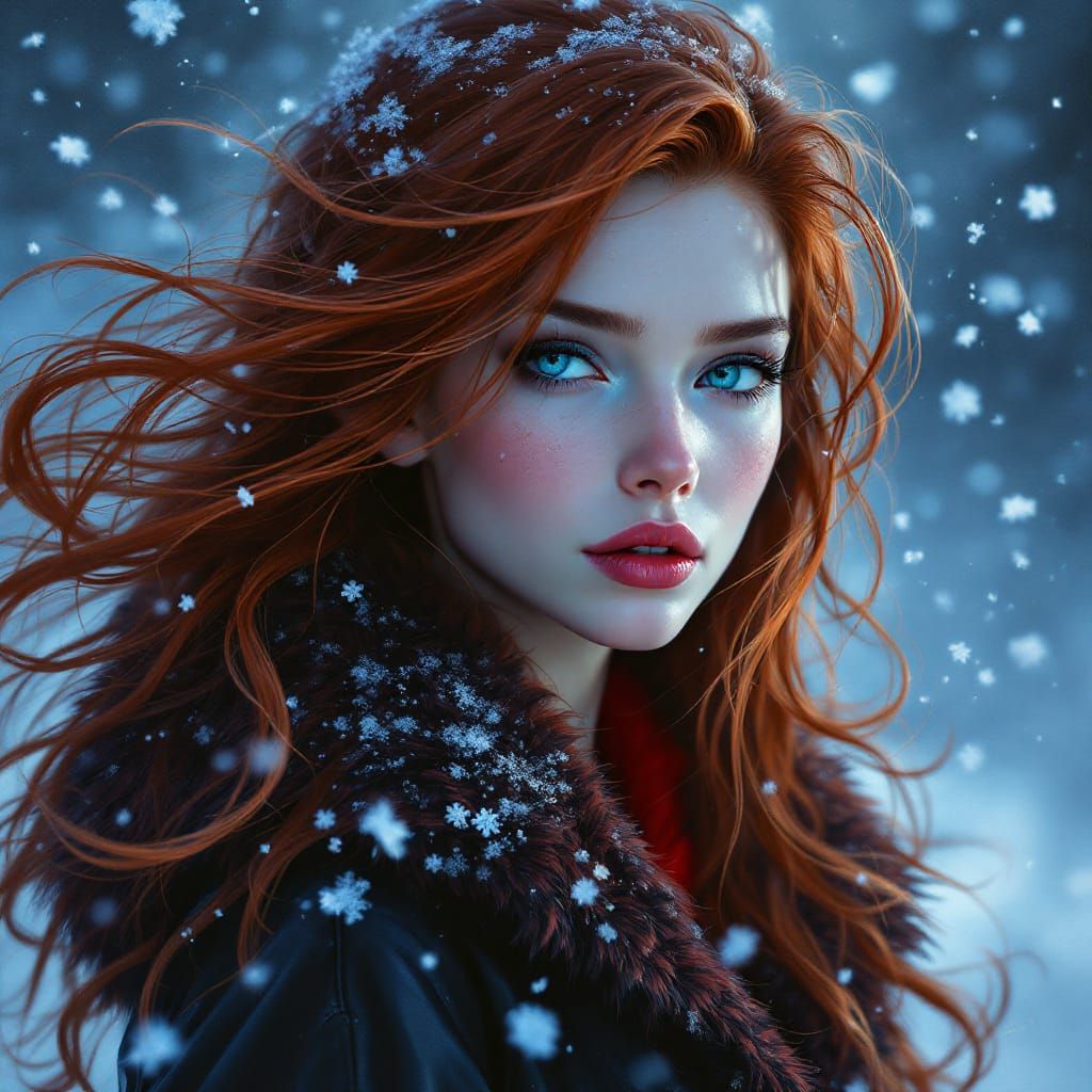 Hyper-Realistic Elven Woman with Icy Features