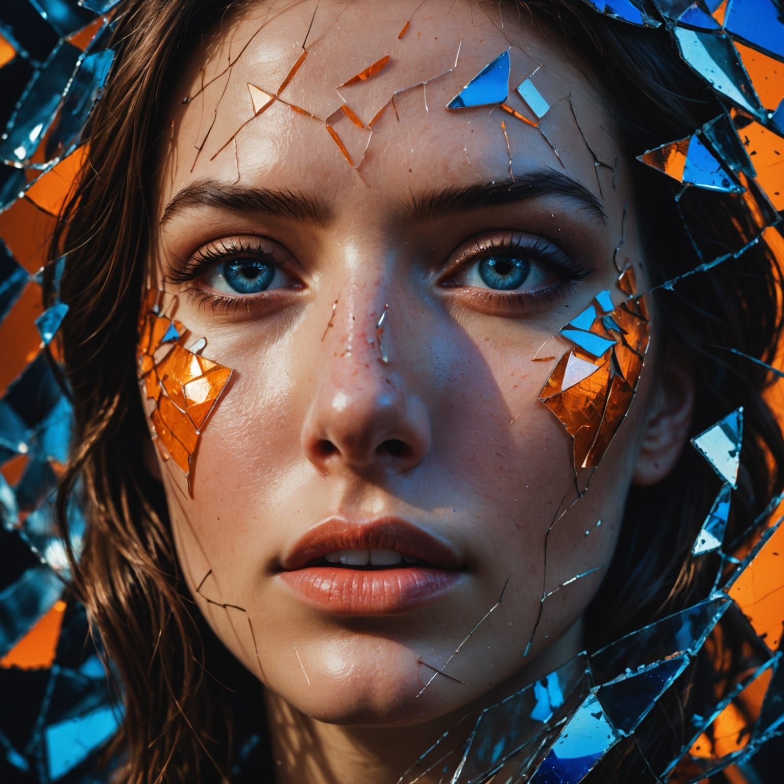 Ethereal Portrait in Shattered Glass