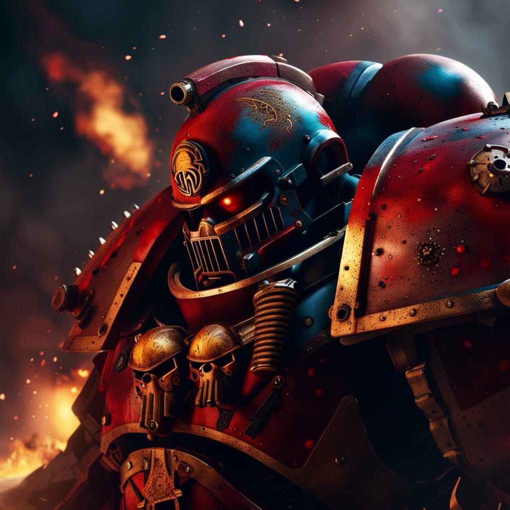 Warhammer 40k Space Marine in Fiery Armor