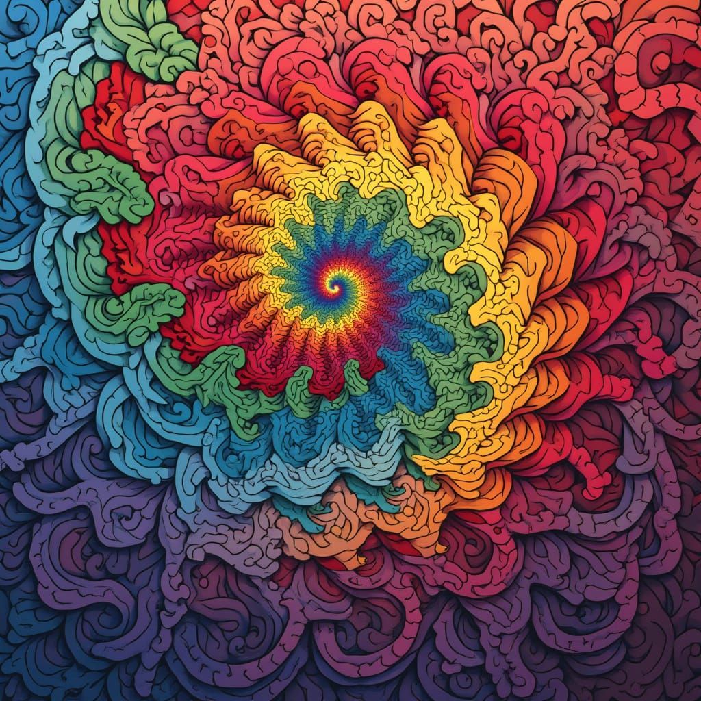 Vibrant Rainbow Swirl Pattern in Futuristic Digital Art Styl...