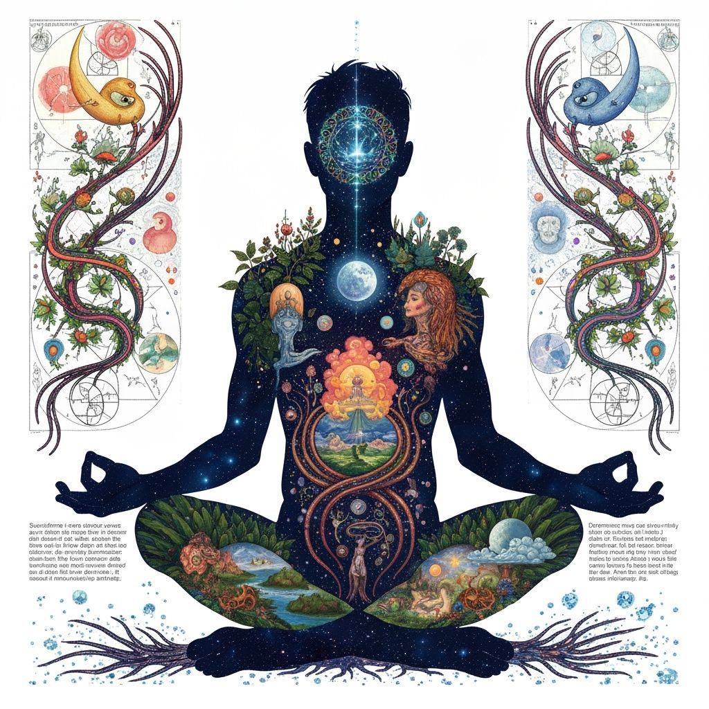 Meditative Figure in Cosmic Dreamscape: Psychedelic Concept ...