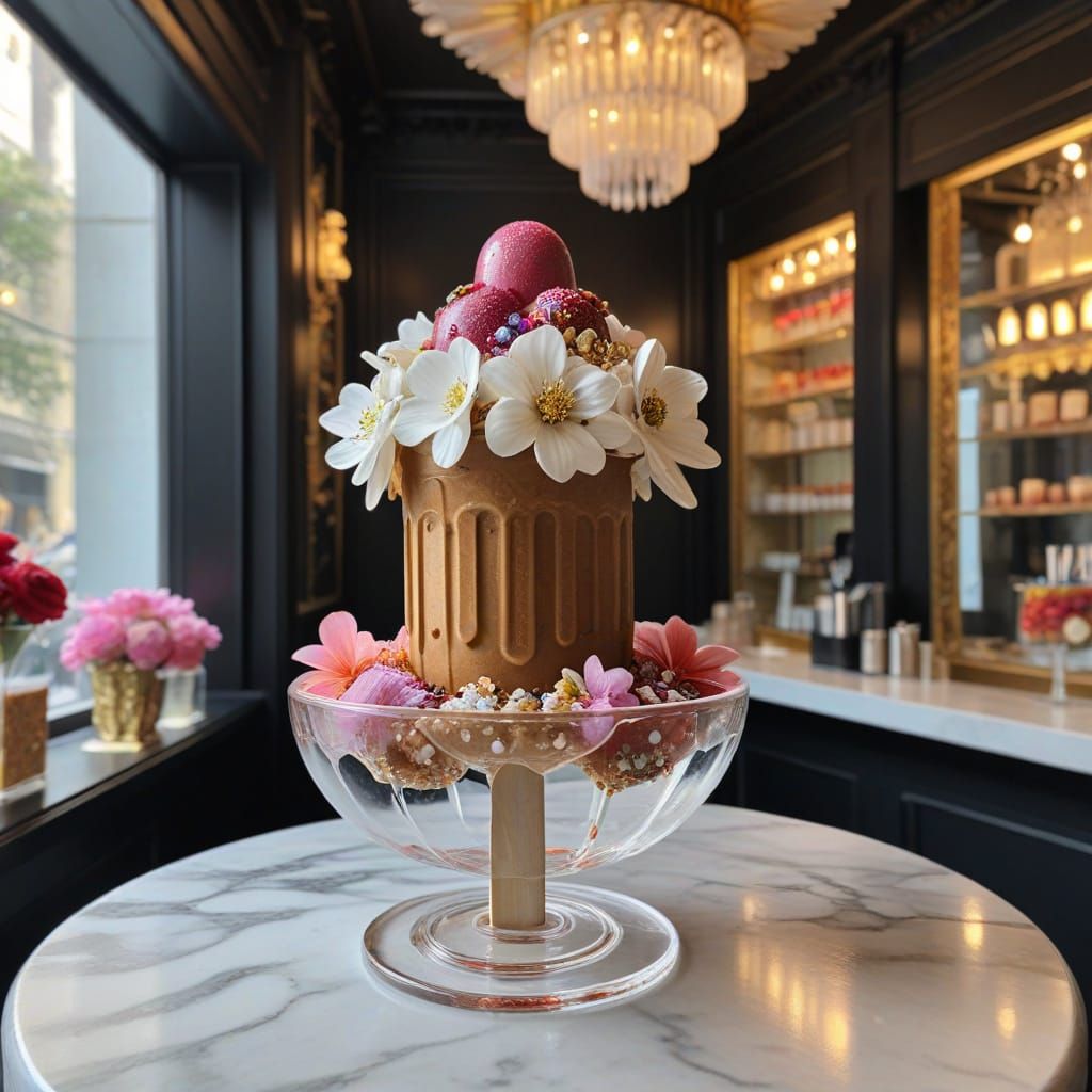 Ornate Bejeweled Popsicle with Flower Petals