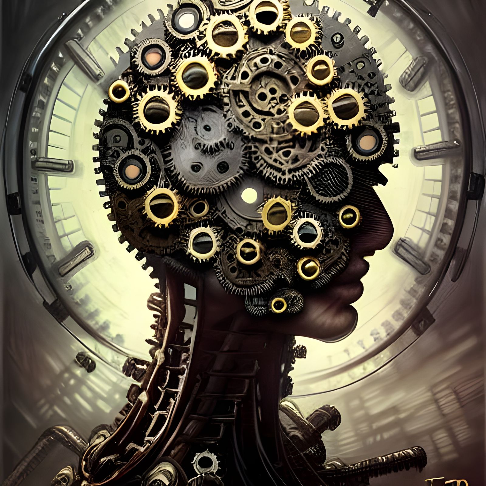 Steampunk Brain Gears: A Mechanical Mind