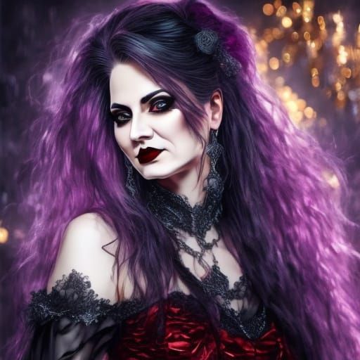 Glittering Goth Vampiress in Cosmic Style