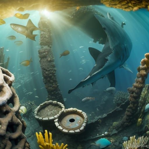 Sunken Pirate Ship Coral Reef Photography
