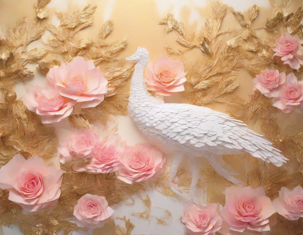 Ethereal Desert Sunset Paper Art with Cactus