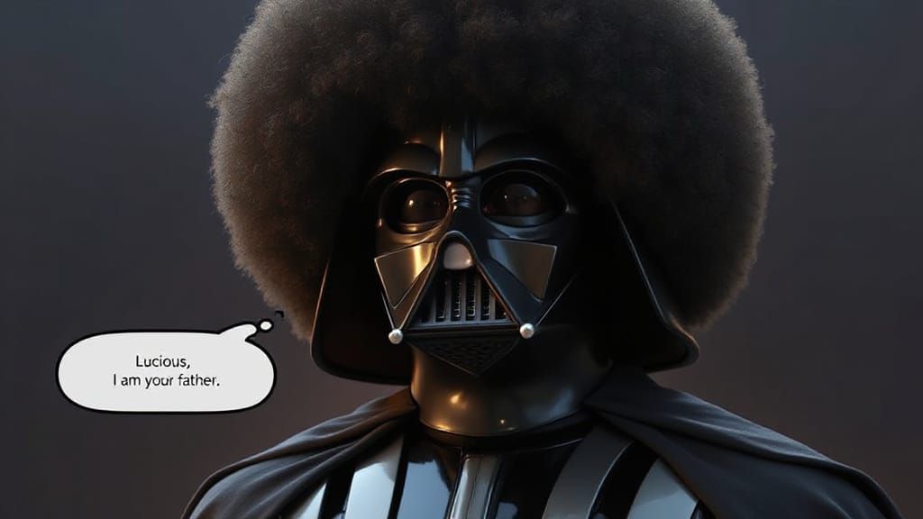 Darth Vader with Afro, Photorealistic Digital Art