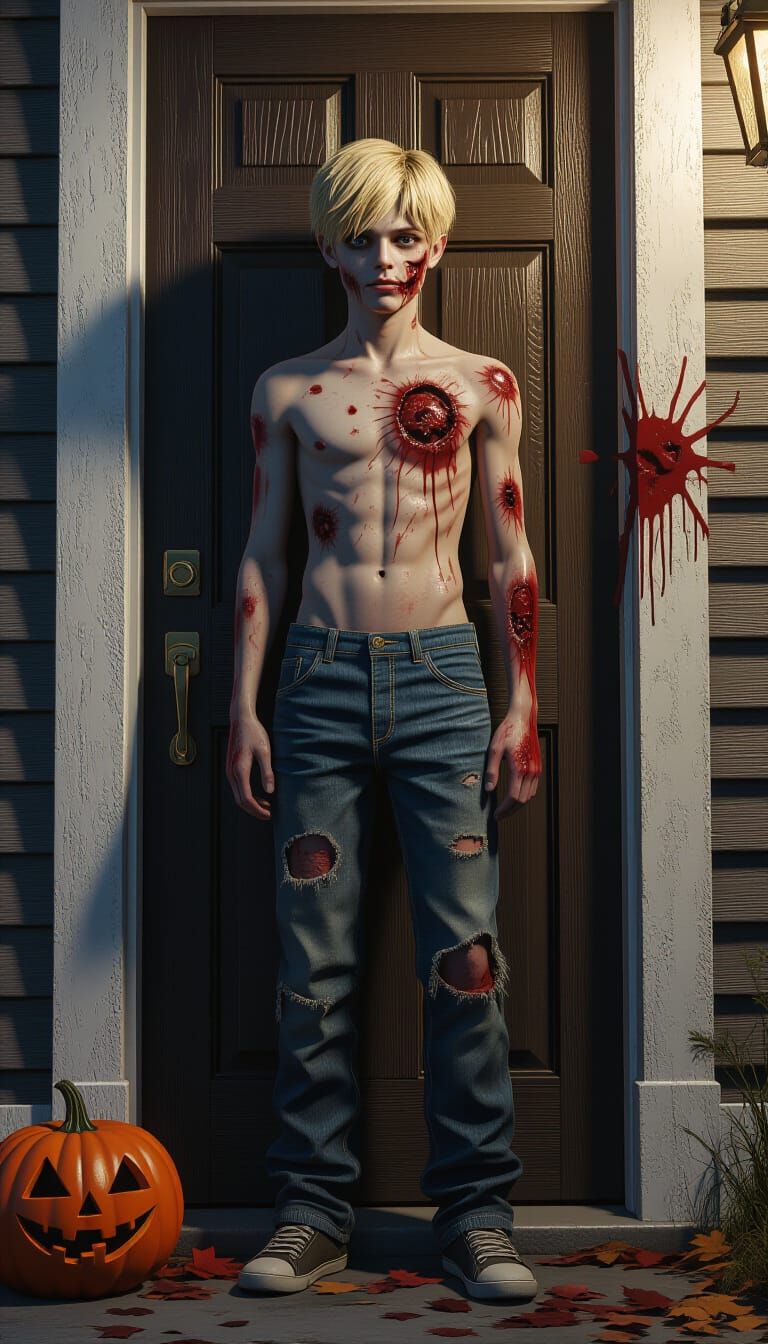 Handsome Zombie Boy on Halloween Night
