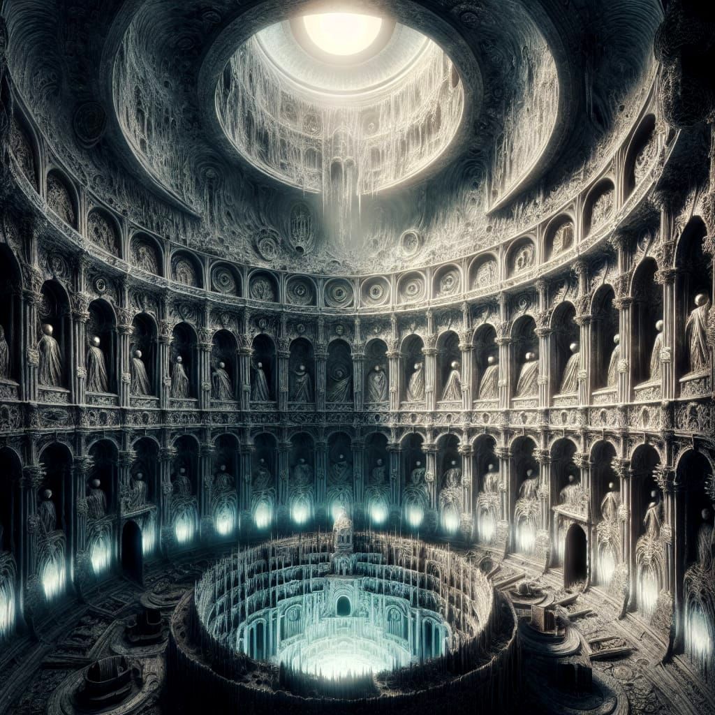 Eerie Necropolis Dreamscape in Gothic Comic Book Style