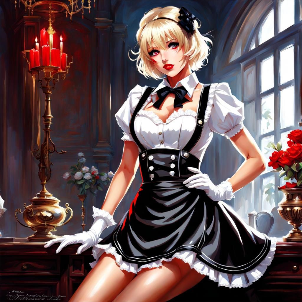 Stunning French Maid in Splash Art Style