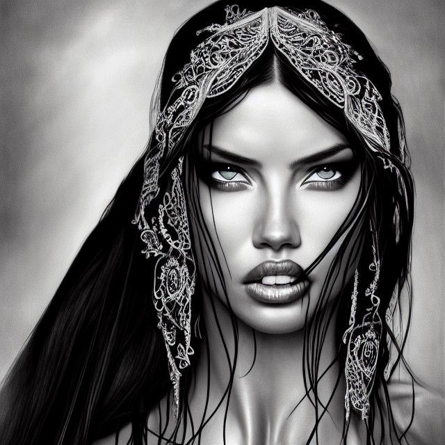 Voodoo Goddess with Veil, Hyper-Detailed Digital Art