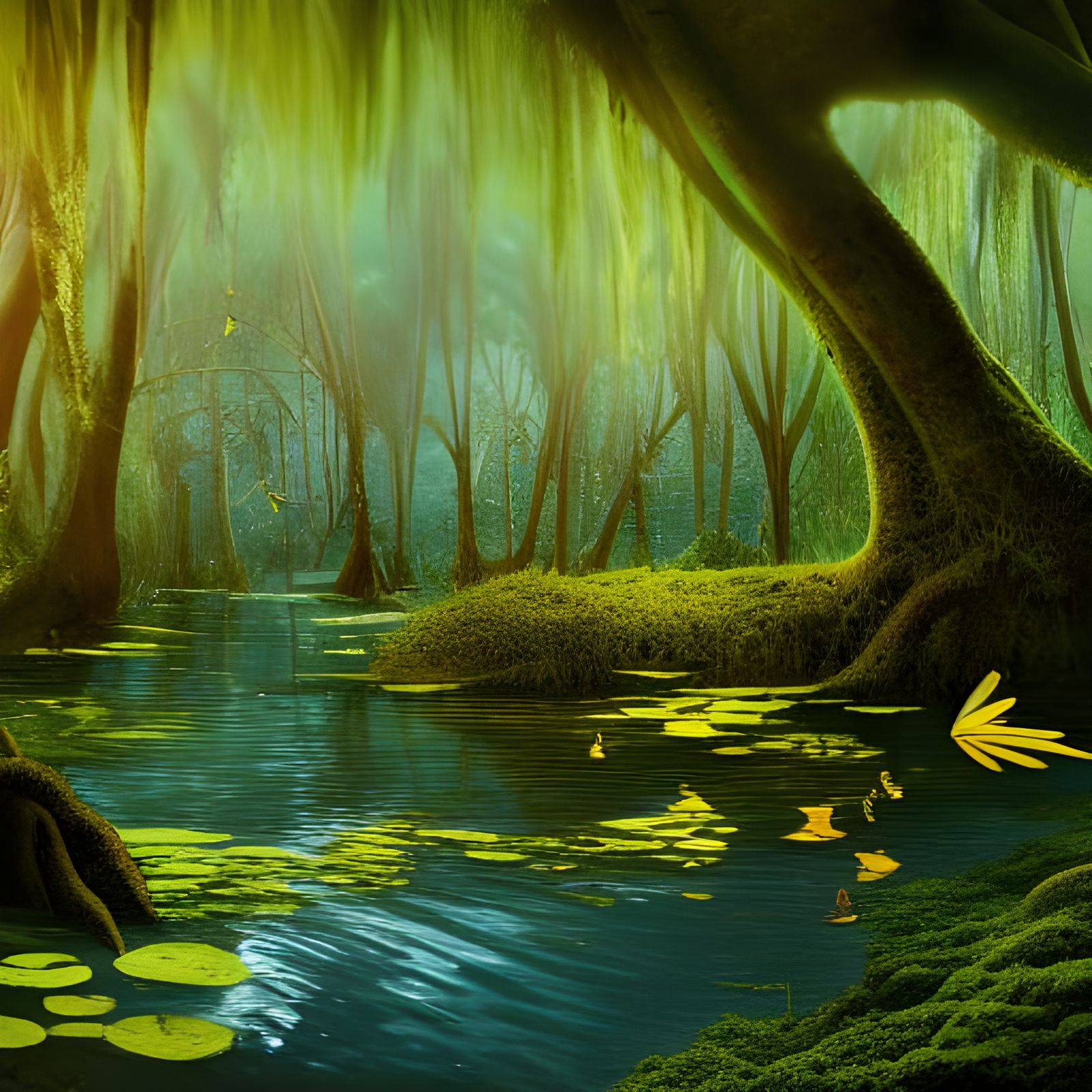 Enchanted Mangrove Lagoon at Dusk