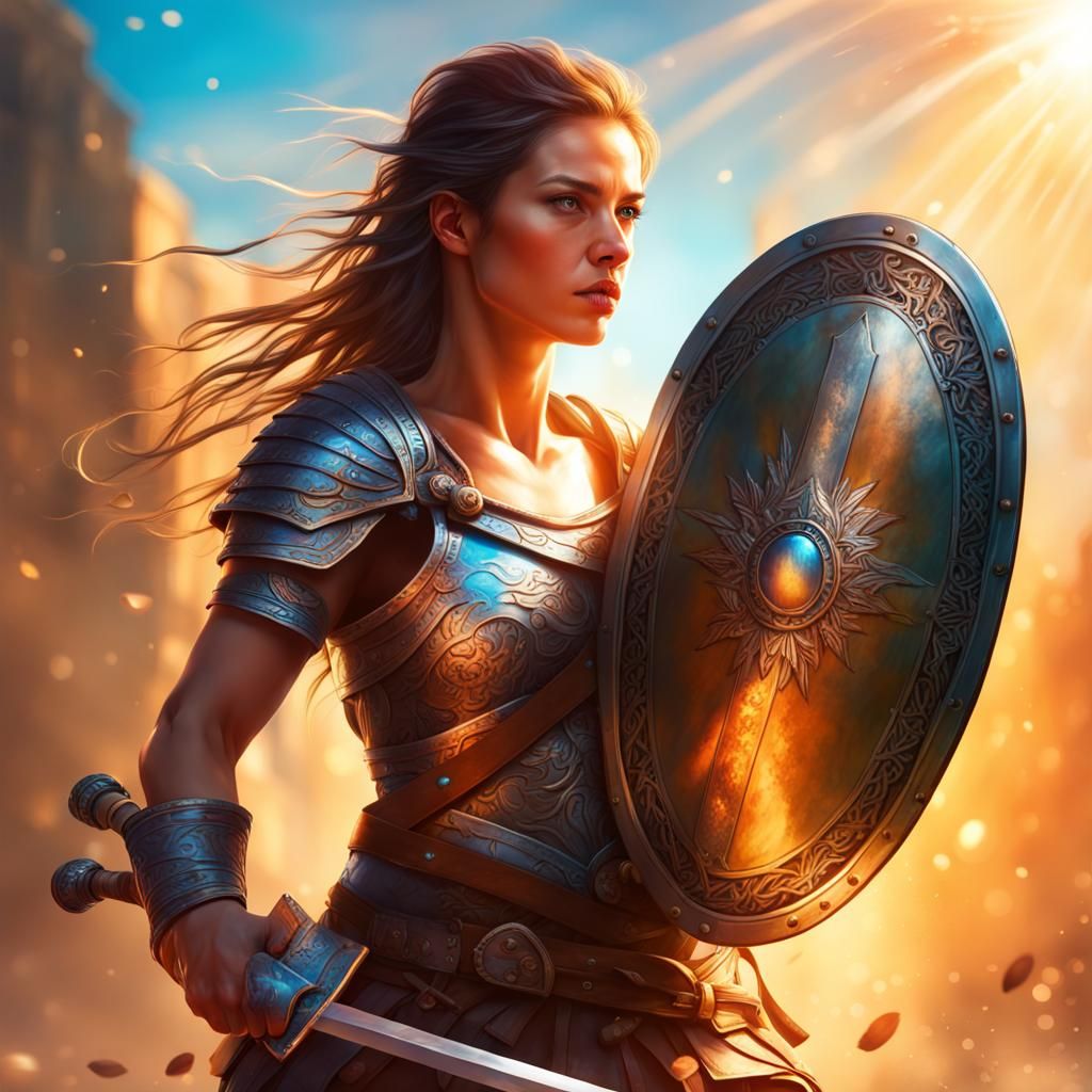 Detailed Female Warrior in Bright Sunlight