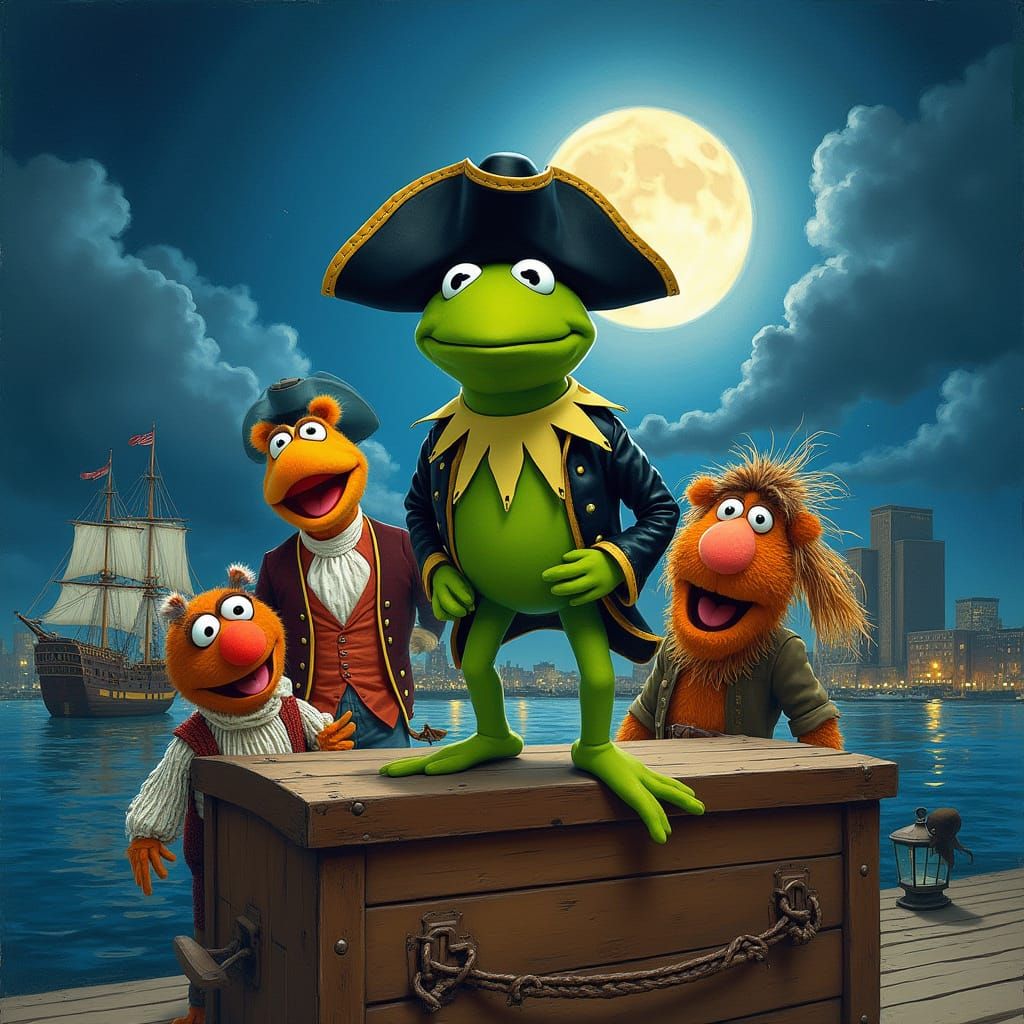 Muppets Reenact Boston Tea Party in Whimsical Illustration