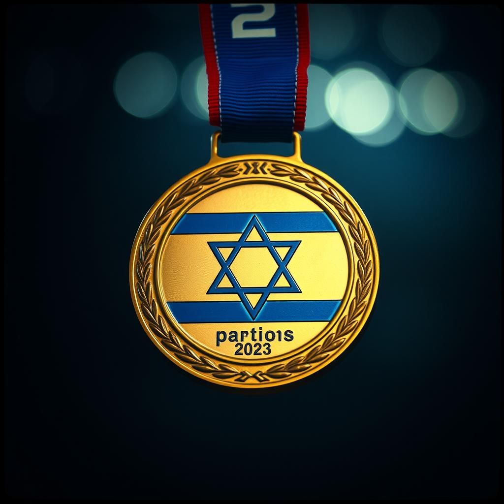 Olympic Medal Engraved with Israeli Flag