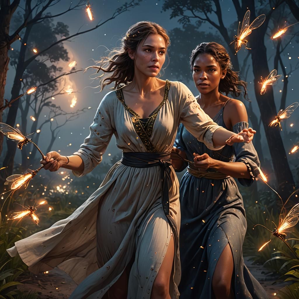 Tug of War with Fireflies: Fantasy Concept Art