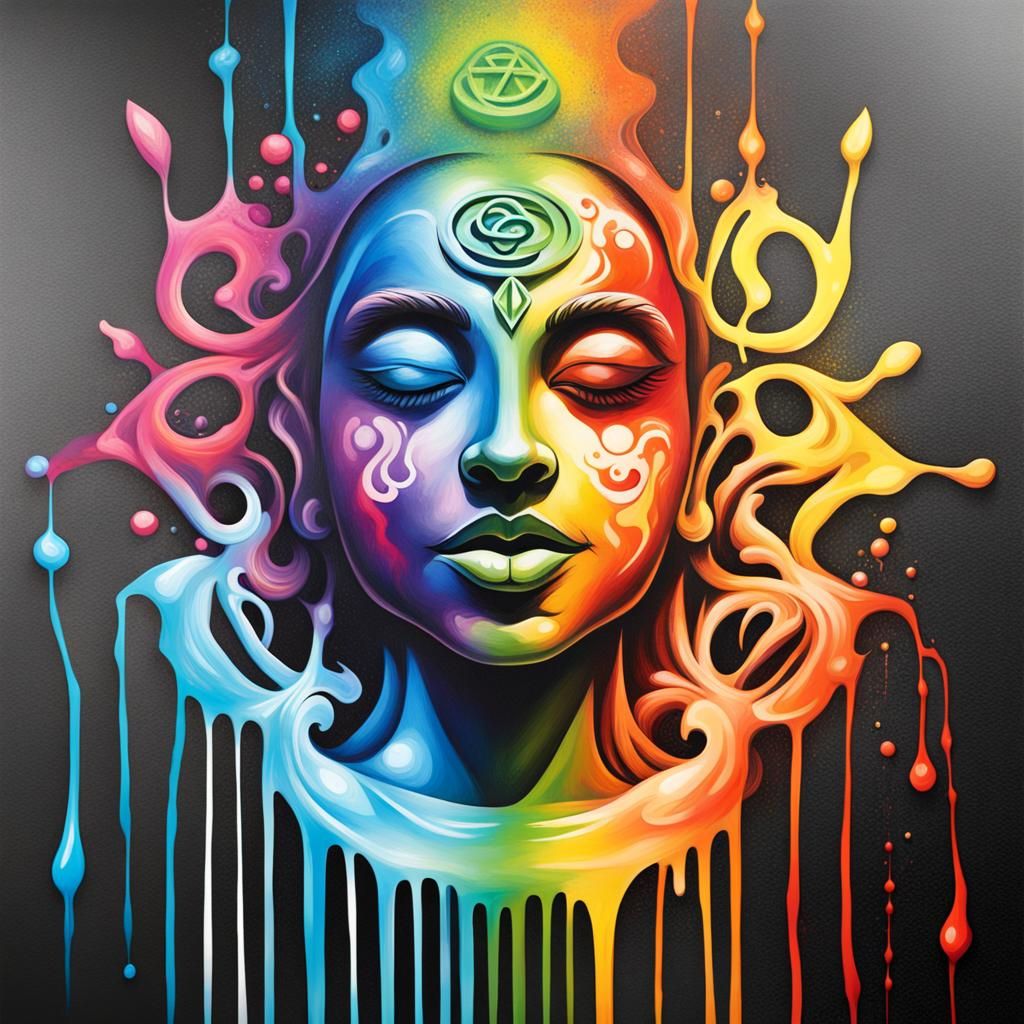 Vibrant Chakra Graffiti Art in Splash Style