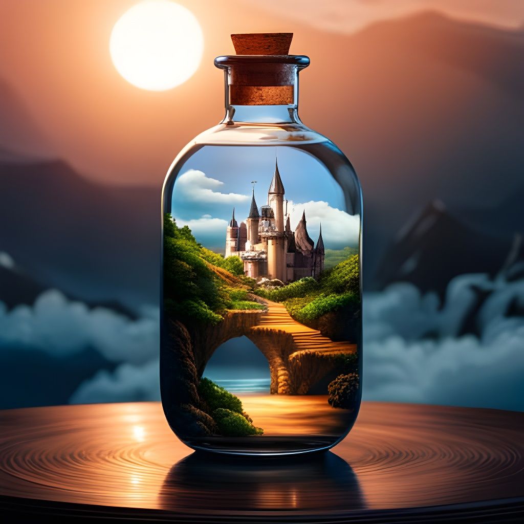 Fairytale landscape in a bottle
