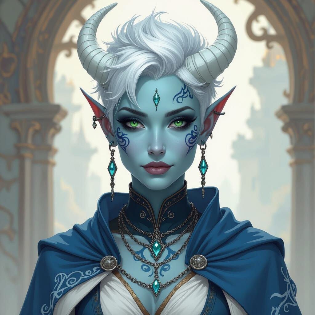 Nephi the Tiefling Cleric: Fantasy Illustration