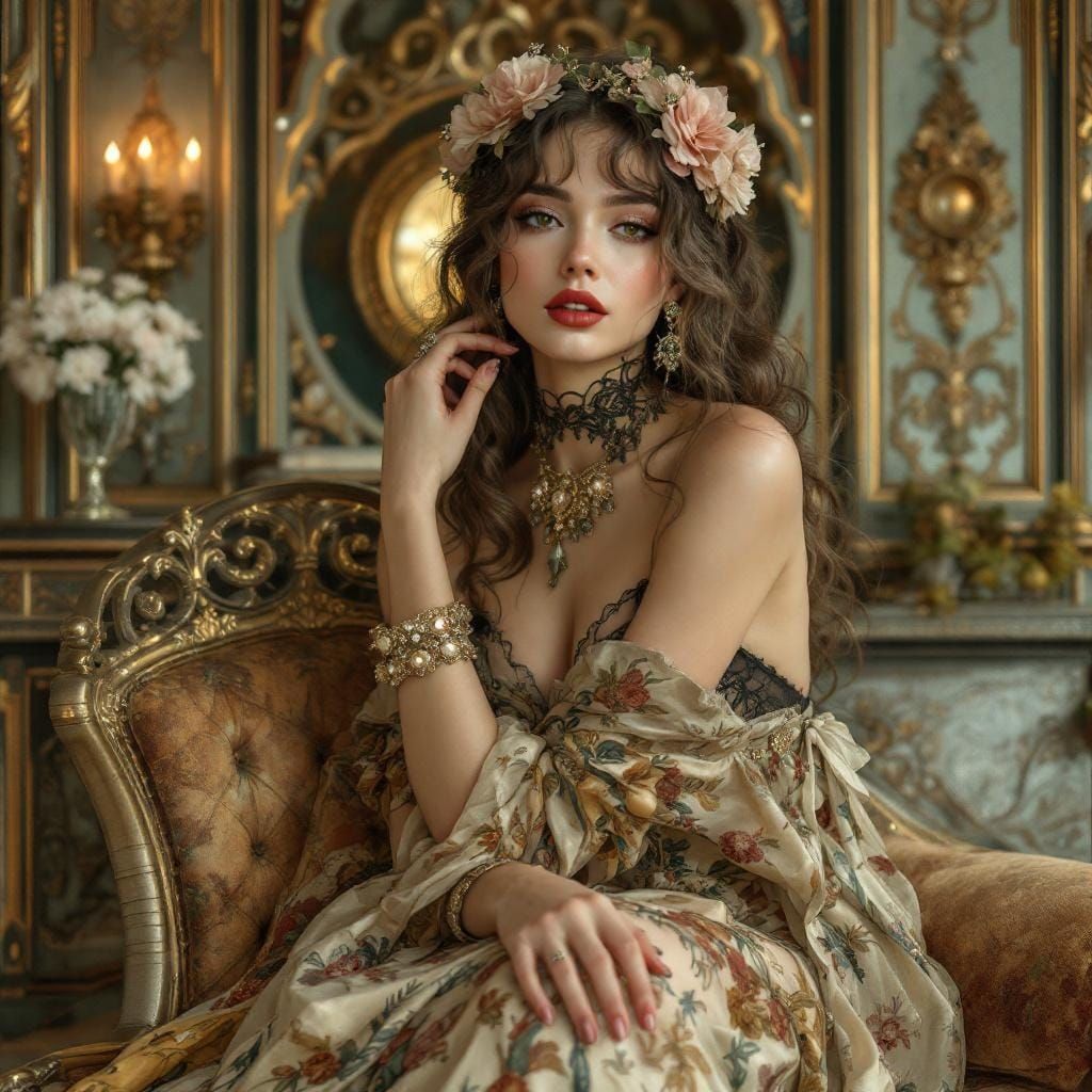 Elegant Woman in Art Nouveau Style