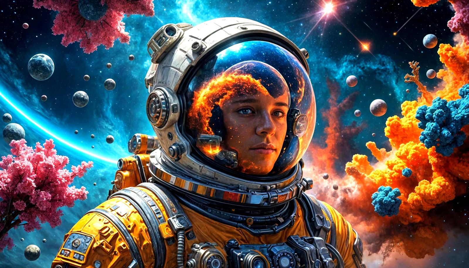 Astronaut Drifting Through Nebula in Photorealistic Style