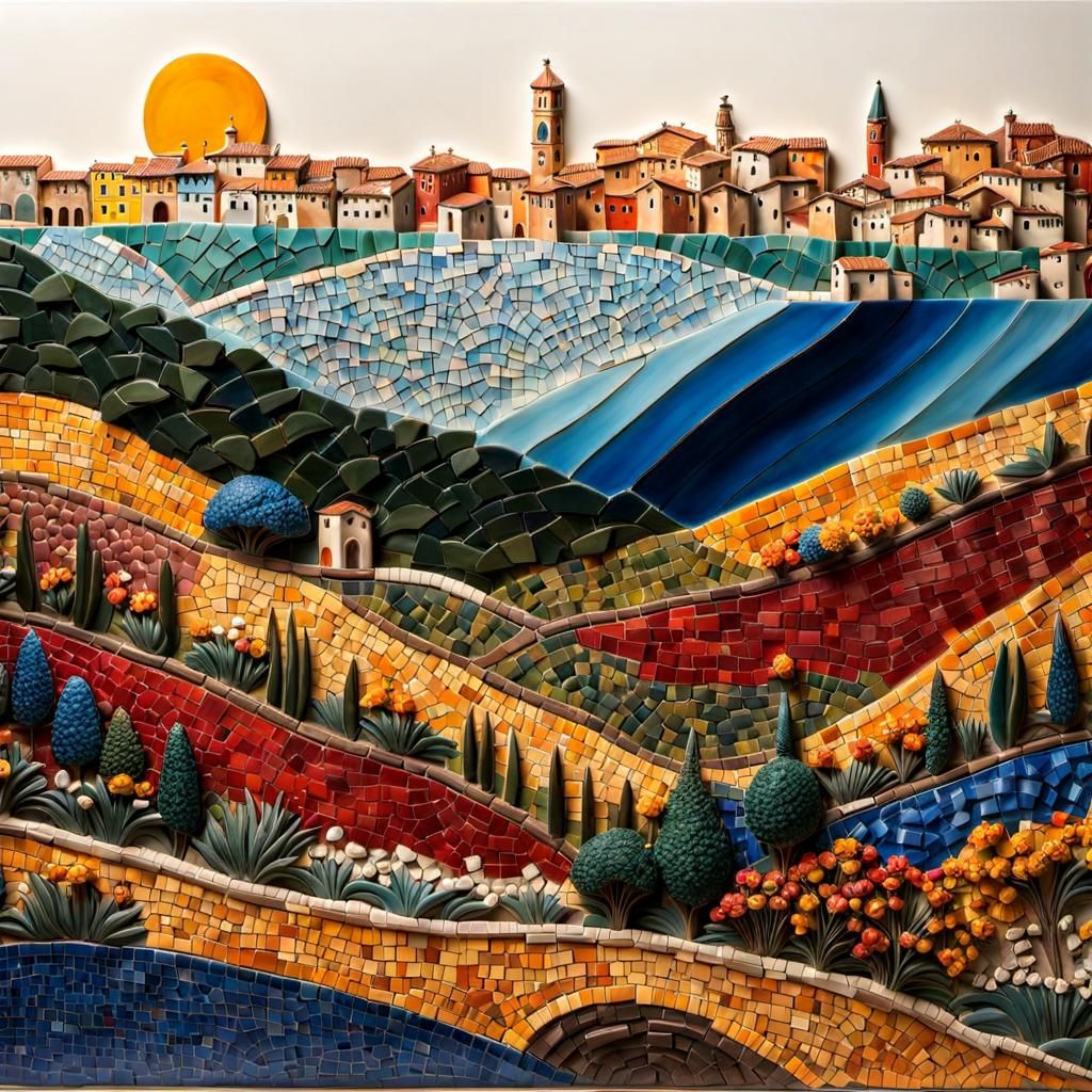 Colorful Italian Town with Ceramic Art
