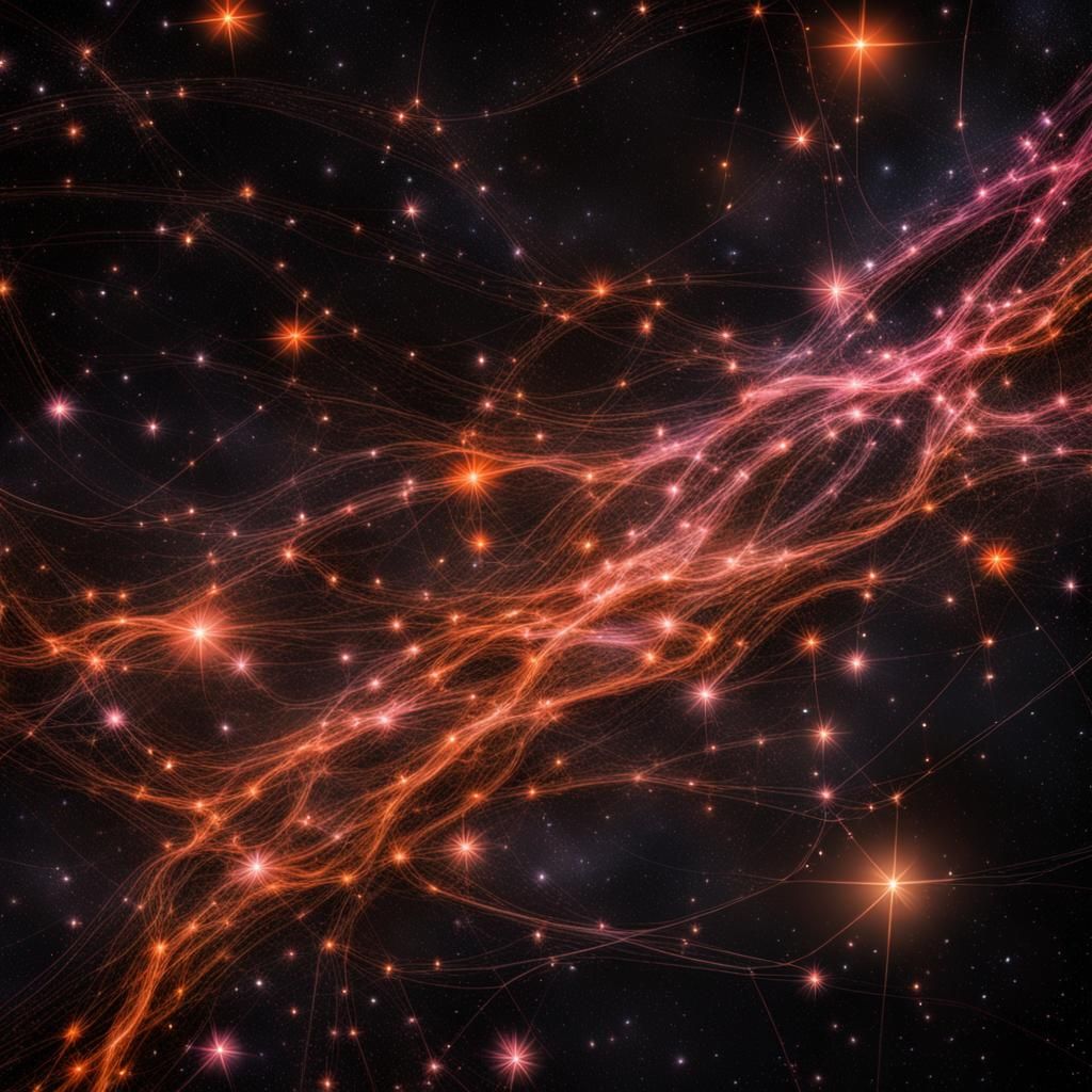 Interconnected Stars in Deep Space: Hyperrealistic Image
