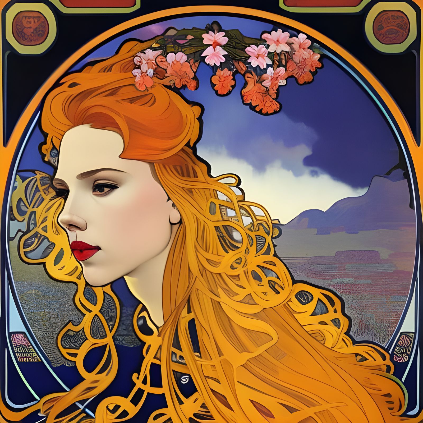 Art Nouveau Poster of Woman with Flowing Hair