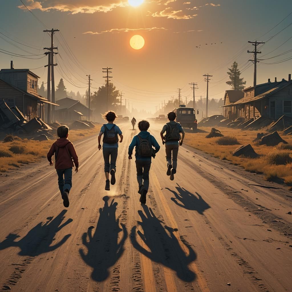 Kids on Dusty Road in Cinematic Style