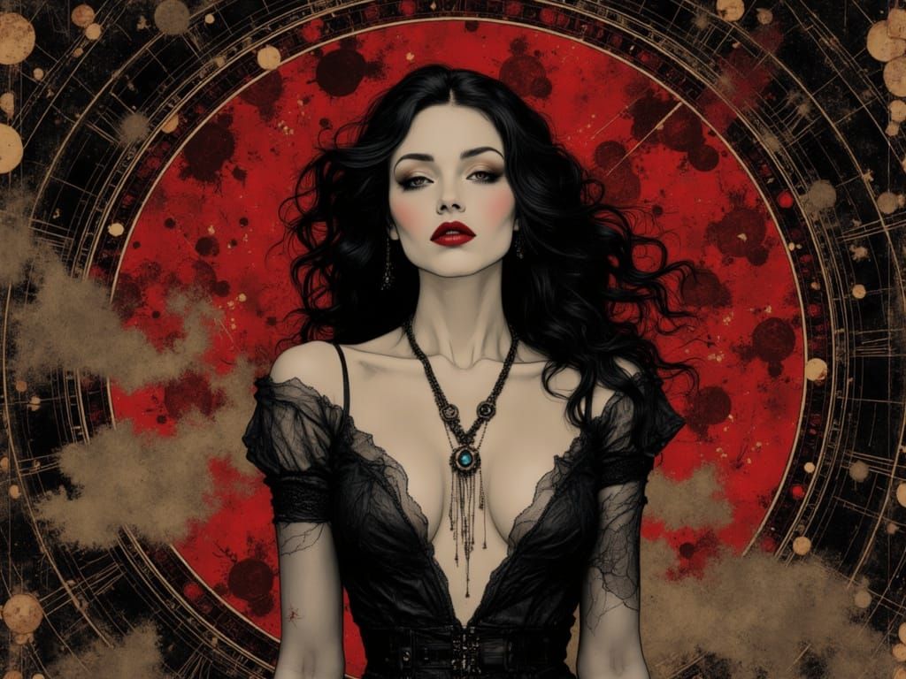 Mid-Century Pop Art Portrait of a Dark Aries Woman