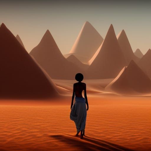 Lost Girl in Sudan Desert: Digital Matte Painting