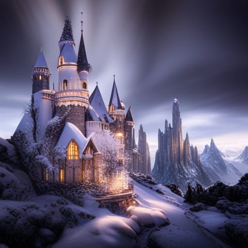 Winter Wonderland Fairy Castle: Digital Matte Painting