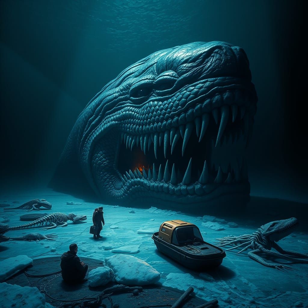 Ethereal Leviathan Sea Monster in Chiaroscuro Light