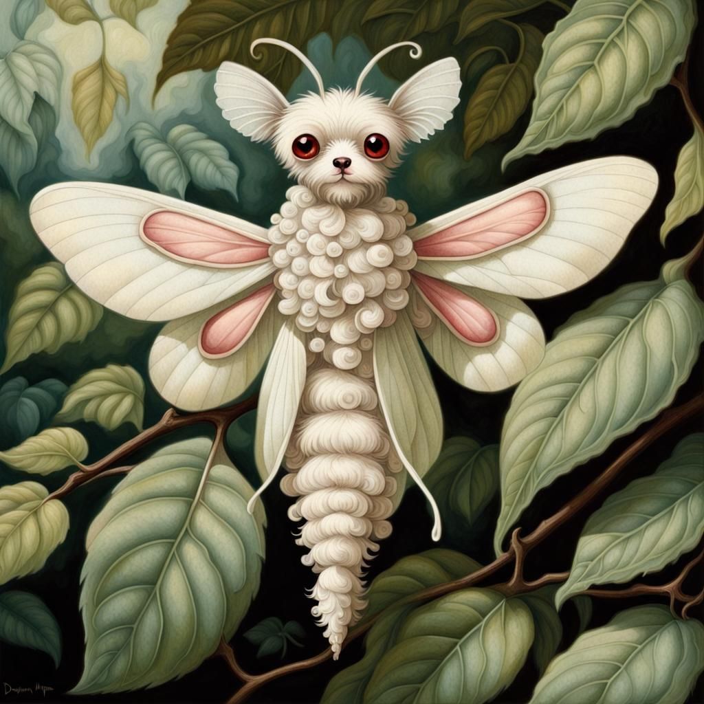 Cute Venezuelan Poodle Moth on Leaf