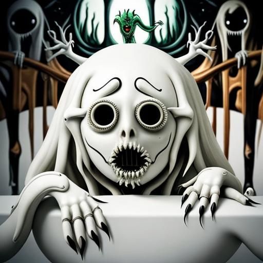 Surreal Ghost Deep in Thought: AI Creation Meaning