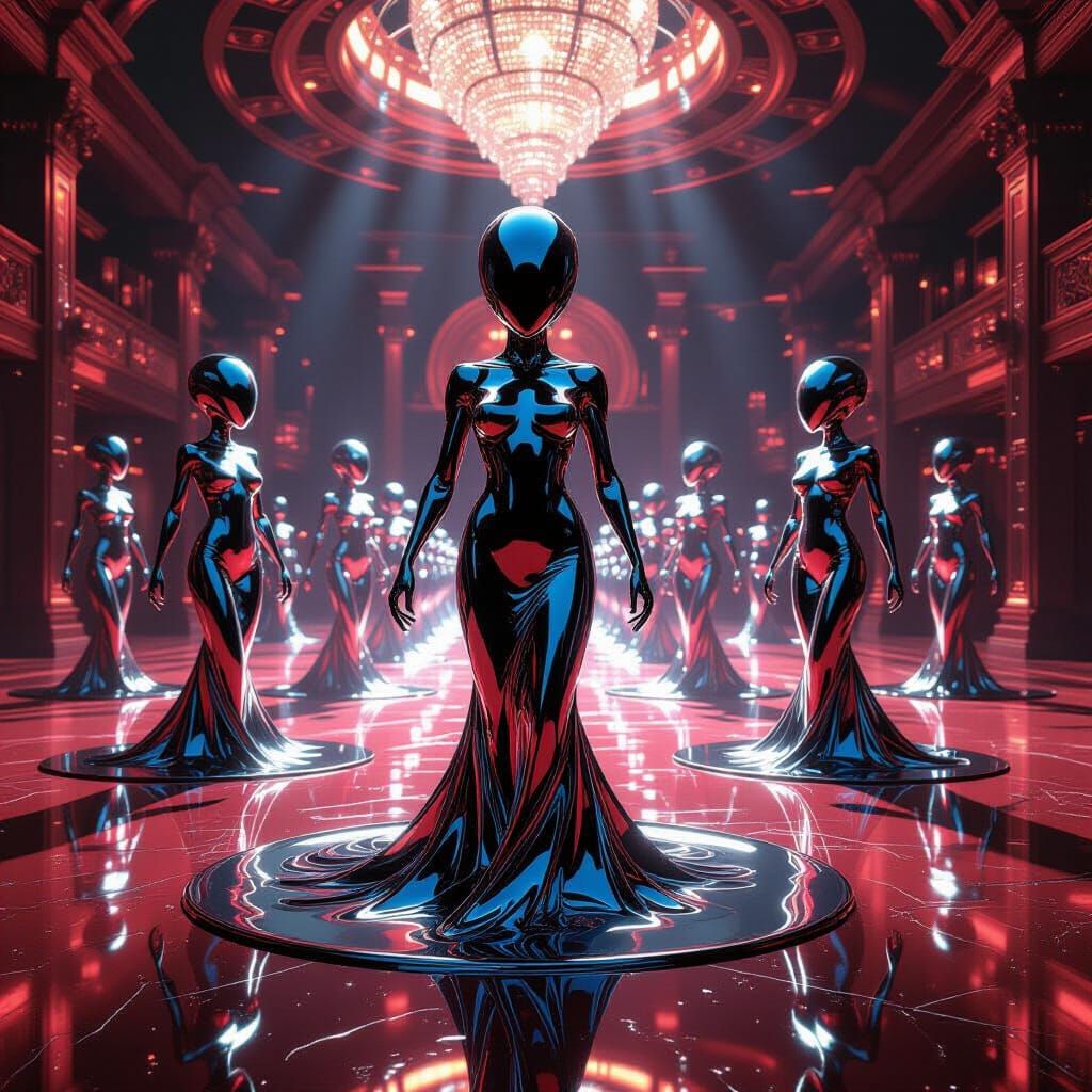 Liquid Mercury Aliens Dancing on Mars Ballroom