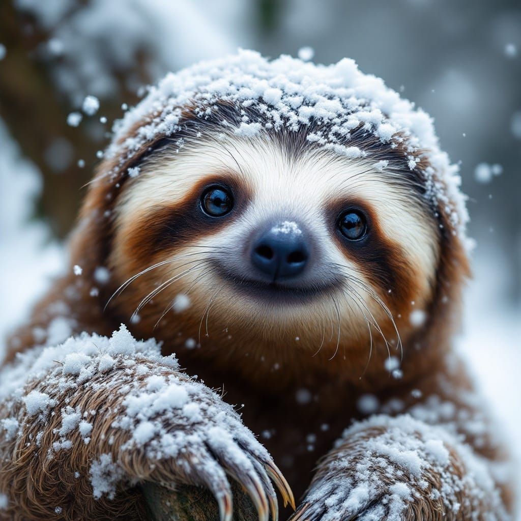 Sloth in Winter Wonderland