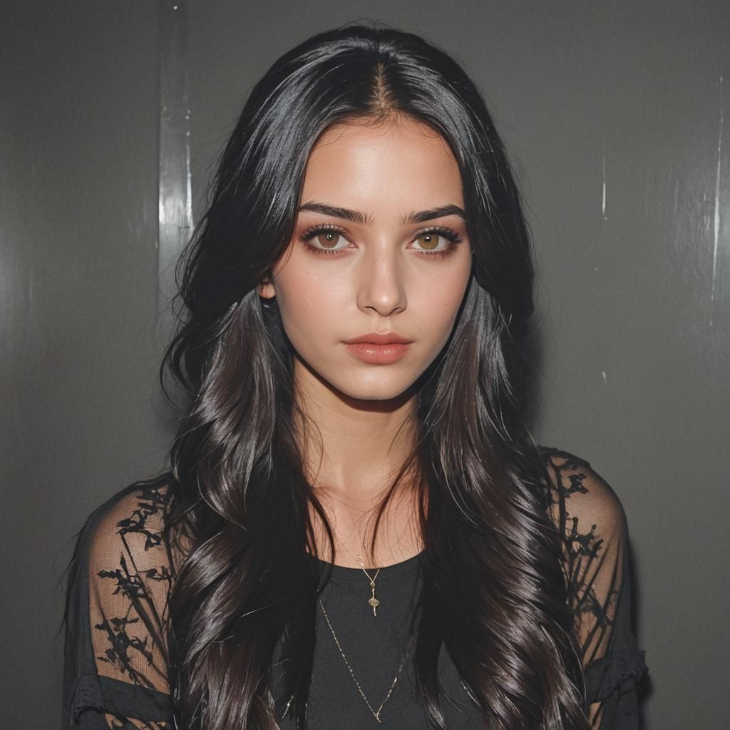 Nightclub Portrait of a Girl with Dark Hair