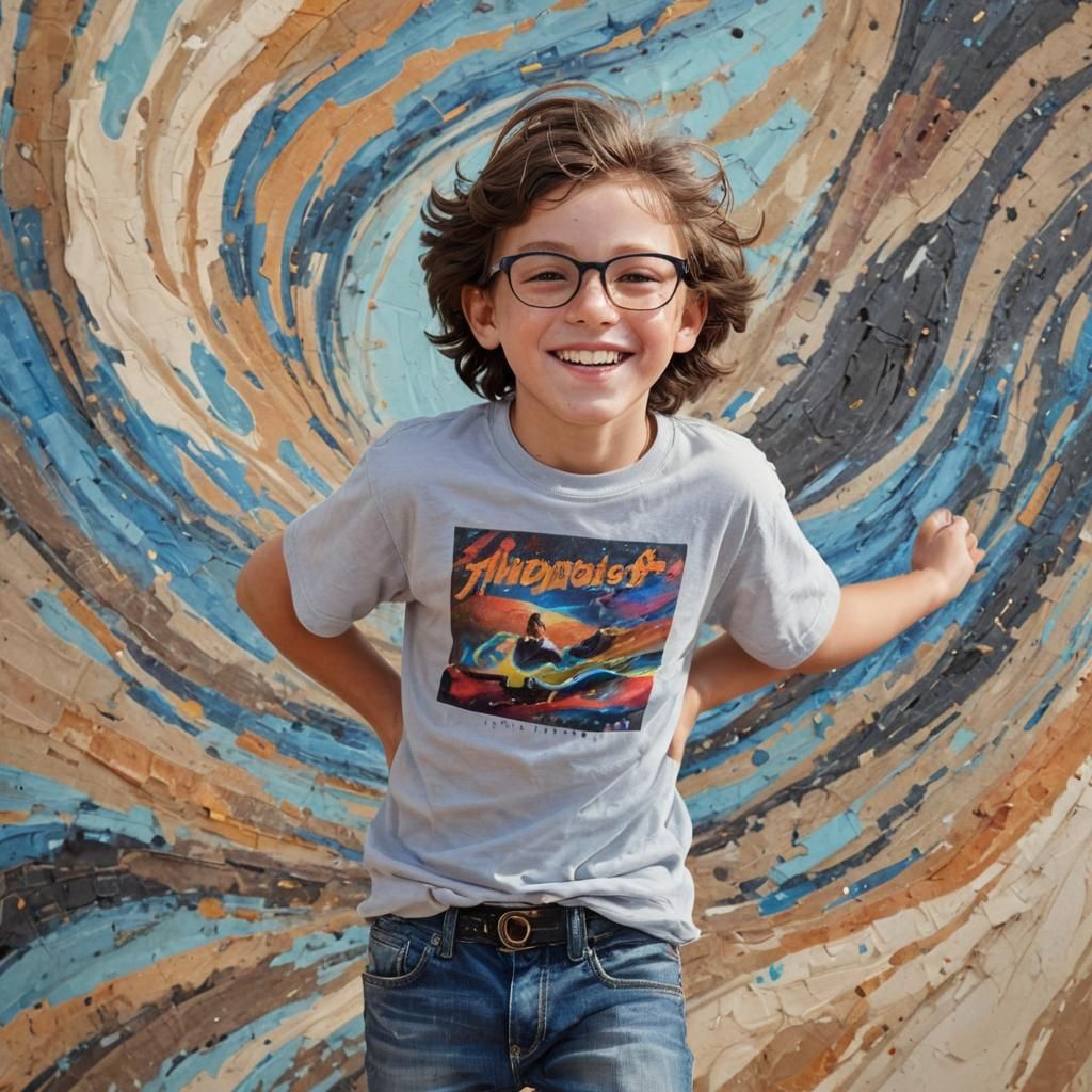 Hyperrealistic Portrait of a Boy with Abstract Background