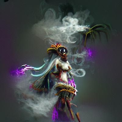 Mystical Voodoo Priestess in Traditional Attire