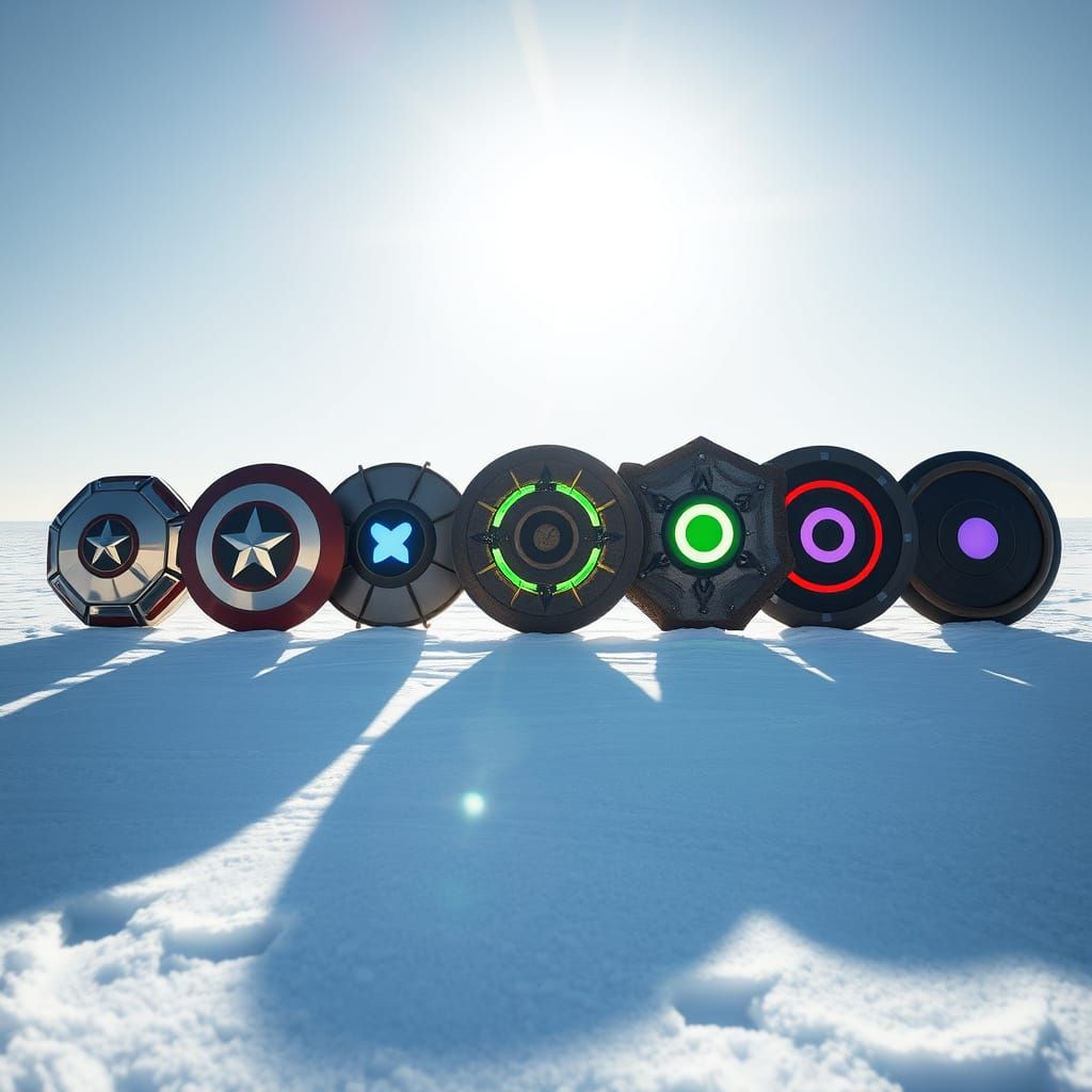 Avengers Shields Tribute in Snowy Landscape