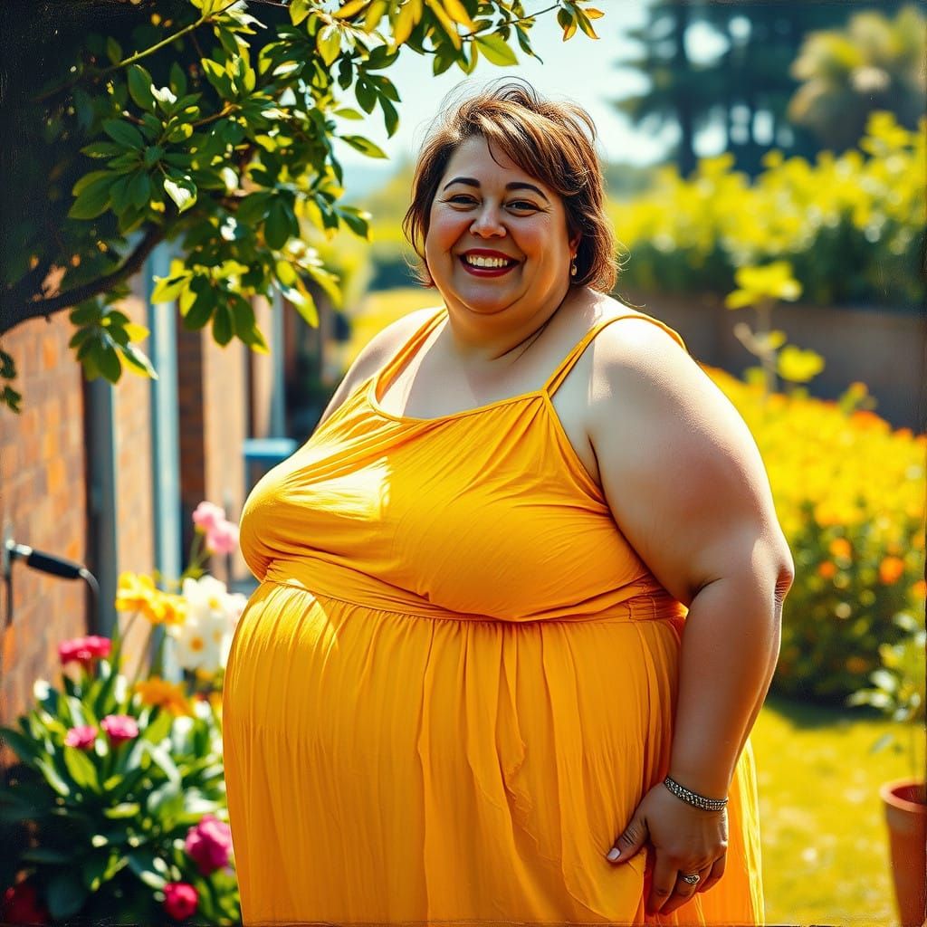 Warm Portrait of a Lady in a Sunlit Garden