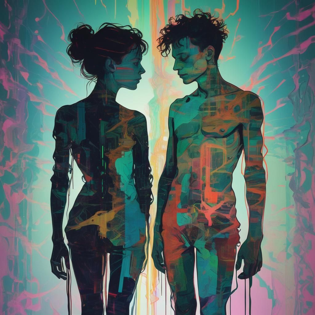 Pagan Ritual in Glitch Art Style