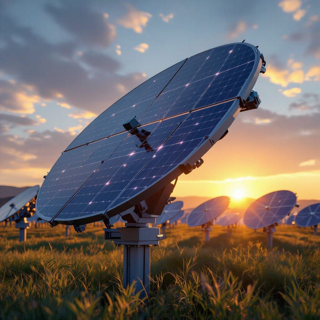 Advanced Solar Tracker System in Morning Light
