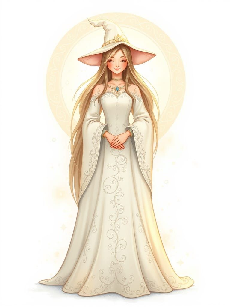 Whimsical Fairy Tale Witch in Dreamlike Illustration Style