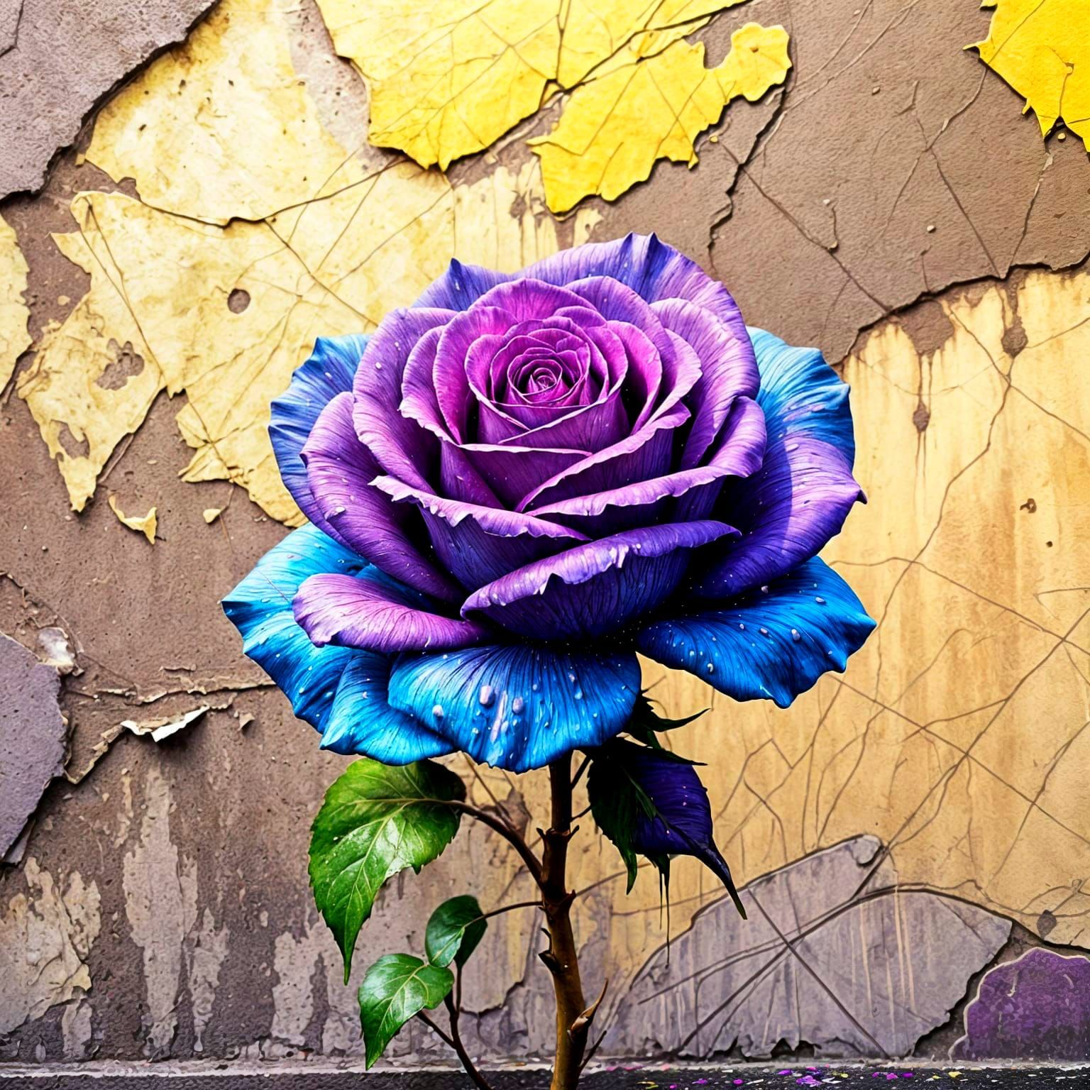 Vibrant Violet Rose in Street Art Style