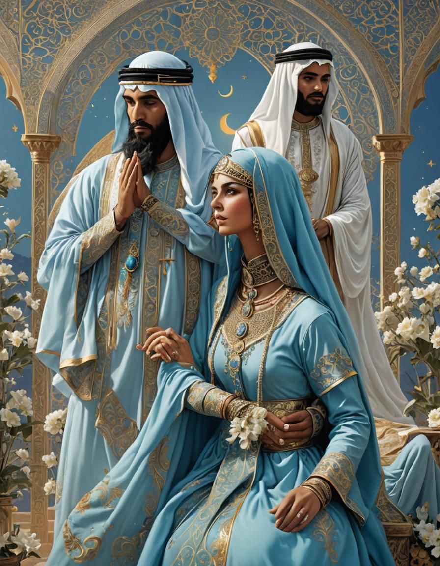 Magical Arabian Desert Couple in Sunny Fantasy