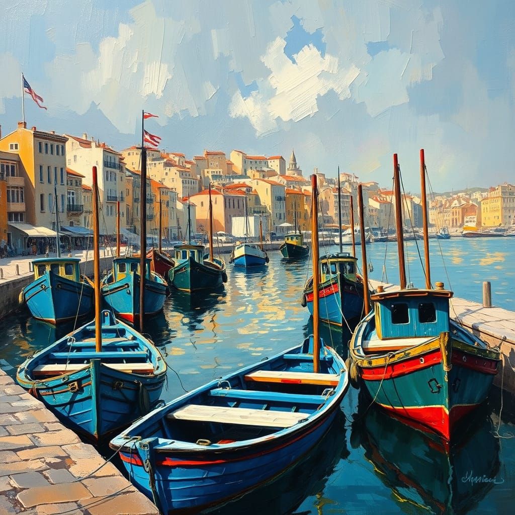 Vibrant Coastal City Scene in Snapshot Aesthetic Style