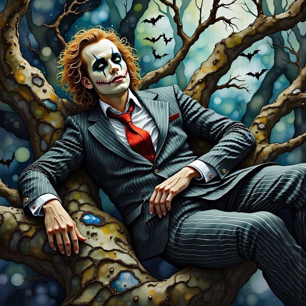 Beetlejuice Lounging in Whimsical Ink Style