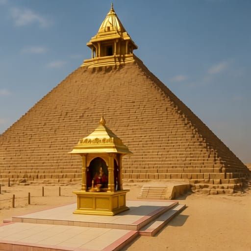 Ancient Pyramid With Gold Altar And Temple